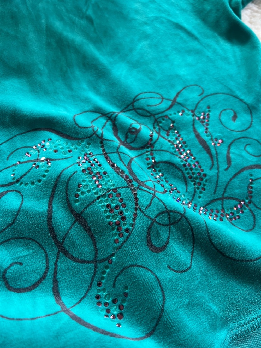 Juicy Couture Teal Velour Zip-Up Hoodie - Picture 4 of 4